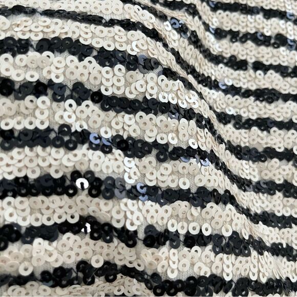J. Crew Ivory and Black Sequin Stripe Embellished T-shirt, Size XS - Picture 10 of 14